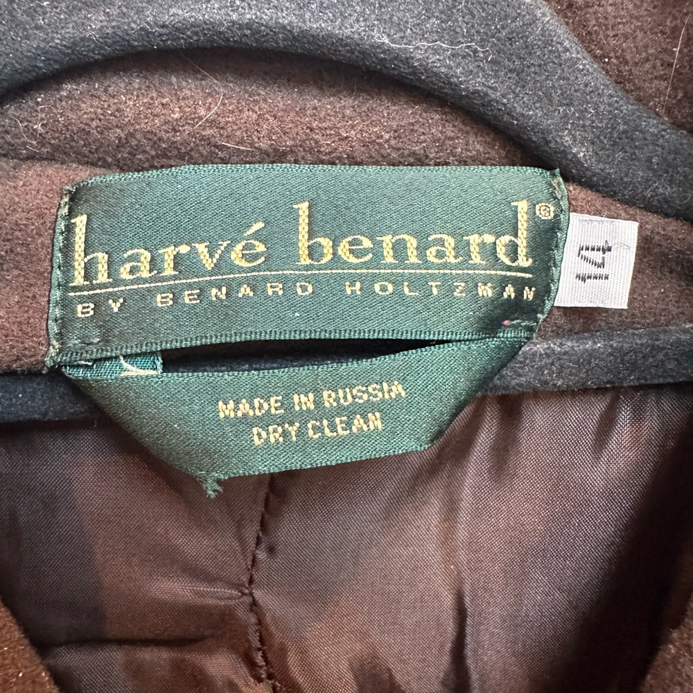 Vintage Harve Benard Women’s Dark Brown Wool Cashmere Zip Jacket Size 14 - Picture 7 of 9